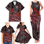 St Kilda Saints ANZAC Day Family Matching Tank Maxi Dress and Hawaiian Shirt Indigenous Dot Art with Poppy Flower Tribute