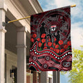 St Kilda Saints ANZAC Day Garden Flag Indigenous Dot Art with Poppy Flower Tribute