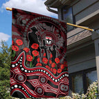 St Kilda Saints ANZAC Day Garden Flag Indigenous Dot Art with Poppy Flower Tribute