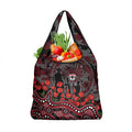 St Kilda Saints ANZAC Day Grocery Bag Indigenous Dot Art with Poppy Flower Tribute
