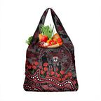 St Kilda Saints ANZAC Day Grocery Bag Indigenous Dot Art with Poppy Flower Tribute