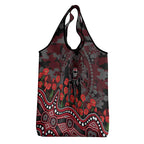 St Kilda Saints ANZAC Day Grocery Bag Indigenous Dot Art with Poppy Flower Tribute