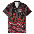 St Kilda Saints ANZAC Day Hawaiian Shirt Indigenous Dot Art with Poppy Flower Tribute