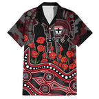 St Kilda Saints ANZAC Day Hawaiian Shirt Indigenous Dot Art with Poppy Flower Tribute