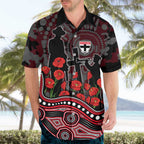 St Kilda Saints ANZAC Day Hawaiian Shirt Indigenous Dot Art with Poppy Flower Tribute