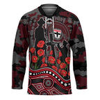 St Kilda Saints ANZAC Day Hockey Jersey Indigenous Dot Art with Poppy Flower Tribute