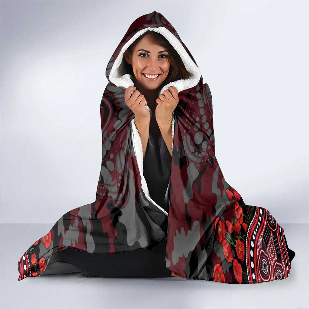 St Kilda Saints ANZAC Day Hooded Blanket Indigenous Dot Art with Poppy Flower Tribute