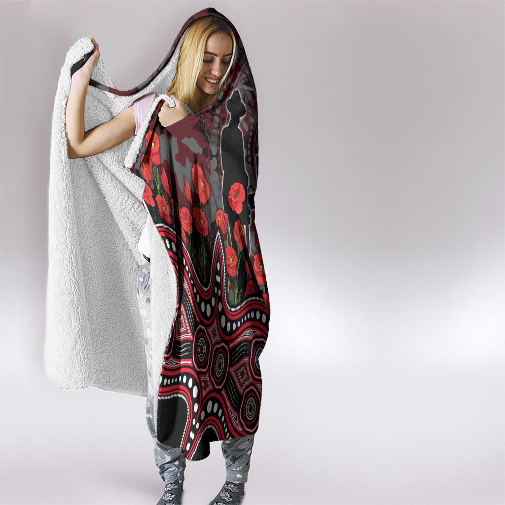 St Kilda Saints ANZAC Day Hooded Blanket Indigenous Dot Art with Poppy Flower Tribute