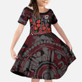 St Kilda Saints ANZAC Day Kid Short Sleeve Dress Indigenous Dot Art with Poppy Flower Tribute