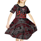 St Kilda Saints ANZAC Day Kid Short Sleeve Dress Indigenous Dot Art with Poppy Flower Tribute
