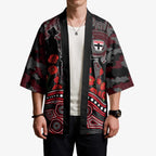 St Kilda Saints ANZAC Day Kimono Indigenous Dot Art with Poppy Flower Tribute