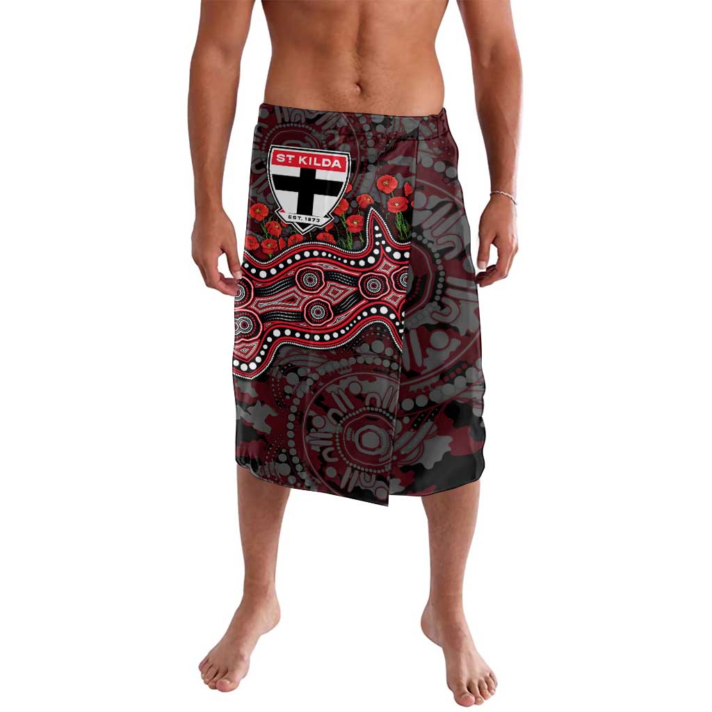 St Kilda Saints ANZAC Day Lavalava Indigenous Dot Art with Poppy Flower Tribute