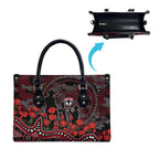St Kilda Saints ANZAC Day Leather Bag Indigenous Dot Art with Poppy Flower Tribute