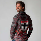 St Kilda Saints ANZAC Day Long Sleeve Polo Shirt Indigenous Dot Art with Poppy Flower Tribute