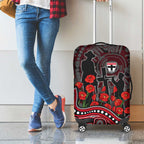 St Kilda Saints ANZAC Day Luggage Cover Indigenous Dot Art with Poppy Flower Tribute