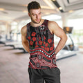 St Kilda Saints ANZAC Day Men Tank Top Indigenous Dot Art with Poppy Flower Tribute