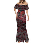 St Kilda Saints ANZAC Day Mermaid Dress Indigenous Dot Art with Poppy Flower Tribute