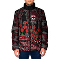 St Kilda Saints ANZAC Day Padded Jacket Indigenous Dot Art with Poppy Flower Tribute