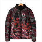 St Kilda Saints ANZAC Day Padded Jacket Indigenous Dot Art with Poppy Flower Tribute