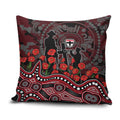 St Kilda Saints ANZAC Day Pillow Cover Indigenous Dot Art with Poppy Flower Tribute