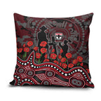 St Kilda Saints ANZAC Day Pillow Cover Indigenous Dot Art with Poppy Flower Tribute