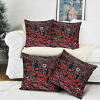 St Kilda Saints ANZAC Day Pillow Cover Indigenous Dot Art with Poppy Flower Tribute