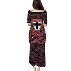 St Kilda Saints ANZAC Day Puletasi Indigenous Dot Art with Poppy Flower Tribute
