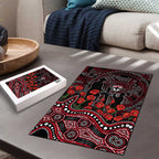 St Kilda Saints ANZAC Day Puzzle Indigenous Dot Art with Poppy Flower Tribute