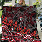 St Kilda Saints ANZAC Day Quilt Indigenous Dot Art with Poppy Flower Tribute