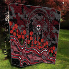 St Kilda Saints ANZAC Day Quilt Indigenous Dot Art with Poppy Flower Tribute