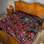 St Kilda Saints ANZAC Day Quilt Indigenous Dot Art with Poppy Flower Tribute