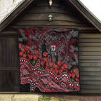 St Kilda Saints ANZAC Day Quilt Indigenous Dot Art with Poppy Flower Tribute