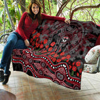 St Kilda Saints ANZAC Day Quilt Indigenous Dot Art with Poppy Flower Tribute