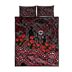 St Kilda Saints ANZAC Day Quilt Bed Set Indigenous Dot Art with Poppy Flower Tribute