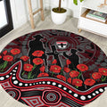 St Kilda Saints ANZAC Day Round Carpet Indigenous Dot Art with Poppy Flower Tribute
