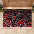 St Kilda Saints ANZAC Day Rubber Doormat Indigenous Dot Art with Poppy Flower Tribute