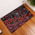 St Kilda Saints ANZAC Day Rubber Doormat Indigenous Dot Art with Poppy Flower Tribute