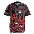 St Kilda Saints ANZAC Day Rugby Jersey Indigenous Dot Art with Poppy Flower Tribute