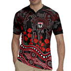 St Kilda Saints ANZAC Day Rugby Jersey Indigenous Dot Art with Poppy Flower Tribute