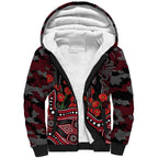 St Kilda Saints ANZAC Day Sherpa Hoodie Indigenous Dot Art with Poppy Flower Tribute