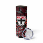 St Kilda Saints ANZAC Day Skinny Tumbler Indigenous Dot Art with Poppy Flower Tribute