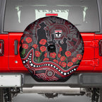 St Kilda Saints ANZAC Day Spare Tire Cover Indigenous Dot Art with Poppy Flower Tribute