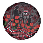 St Kilda Saints ANZAC Day Spare Tire Cover Indigenous Dot Art with Poppy Flower Tribute