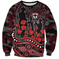 St Kilda Saints ANZAC Day Sweatshirt Indigenous Dot Art with Poppy Flower Tribute
