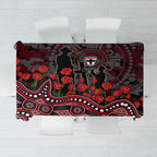 St Kilda Saints ANZAC Day Tablecloth Indigenous Dot Art with Poppy Flower Tribute