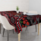 St Kilda Saints ANZAC Day Tablecloth Indigenous Dot Art with Poppy Flower Tribute