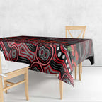 St Kilda Saints ANZAC Day Tablecloth Indigenous Dot Art with Poppy Flower Tribute
