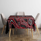 St Kilda Saints ANZAC Day Tablecloth Indigenous Dot Art with Poppy Flower Tribute
