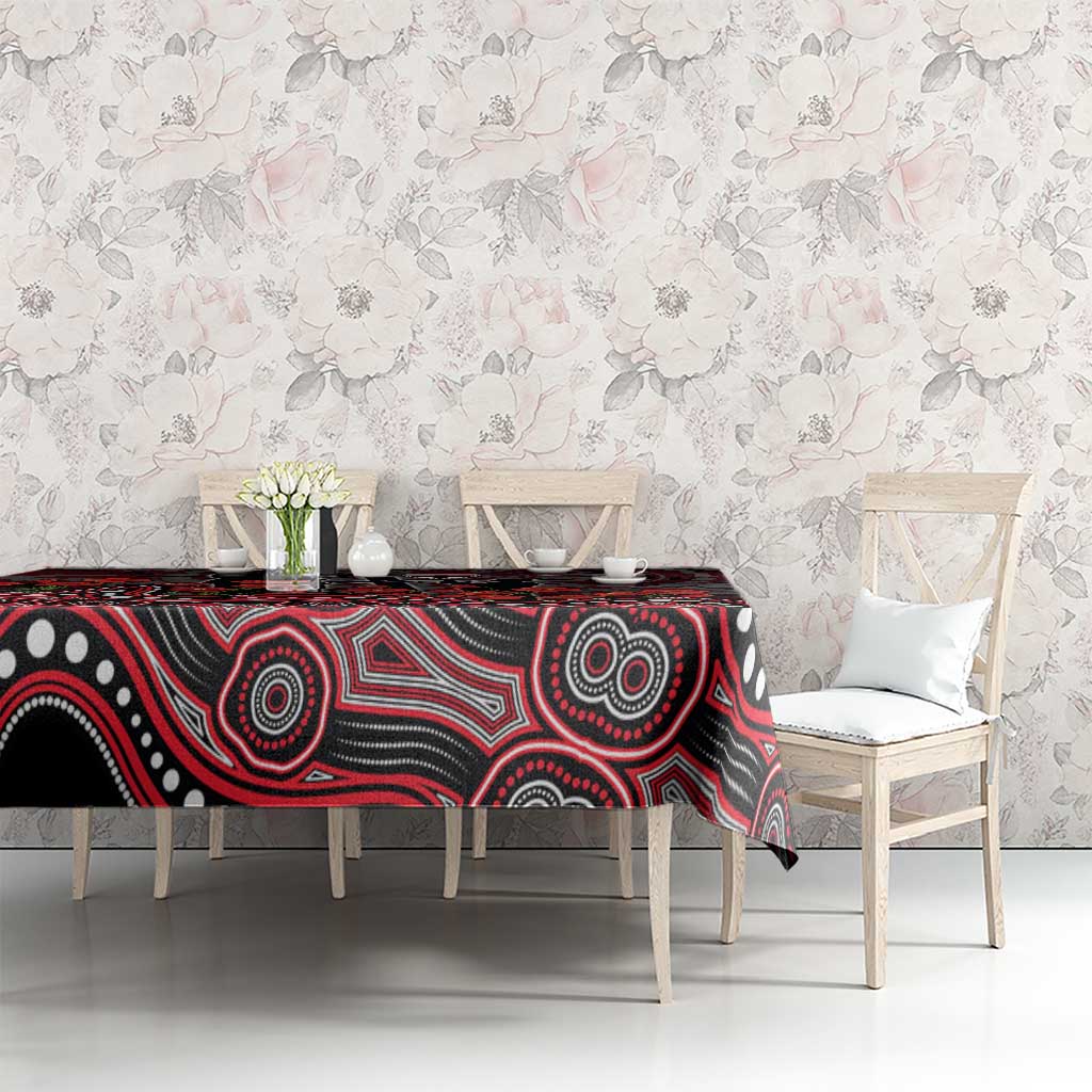 St Kilda Saints ANZAC Day Tablecloth Indigenous Dot Art with Poppy Flower Tribute