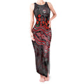 St Kilda Saints ANZAC Day Tank Maxi Dress Indigenous Dot Art with Poppy Flower Tribute
